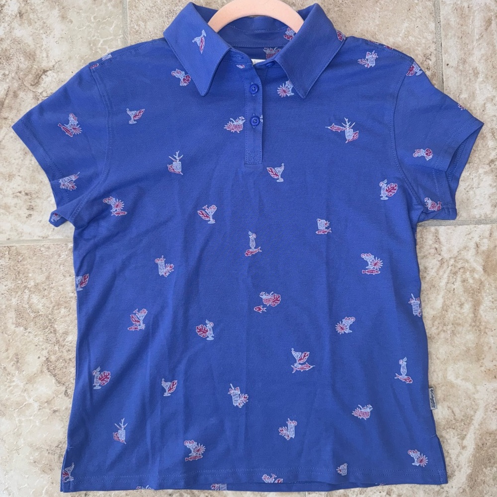 Women's Columbia blue South Sand Point Polo‎ PFG Shirt Size M